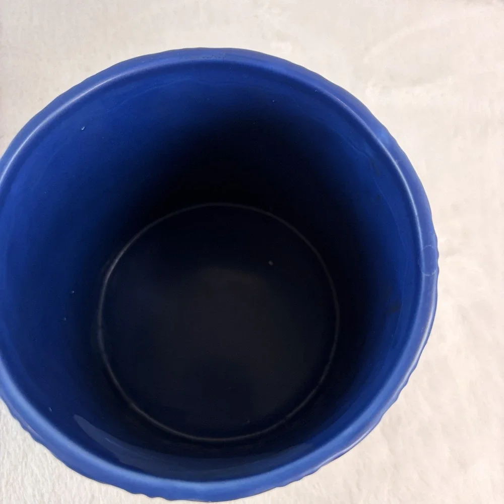 Cobalt Blue Ceramic Kitchen Canister Bamboo Lid 5